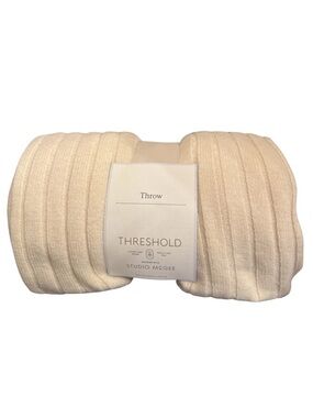 Threshold Cream Ribbed Throw Blanket